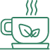 An icon of a cup of tea with leaves on it, suitable for use in cupping therapy or fertility treatments. atma acupuncture